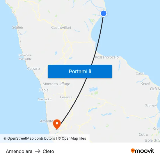 Amendolara to Cleto map