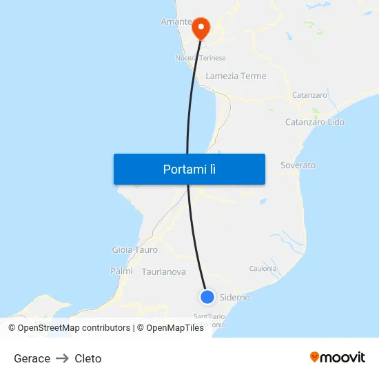 Gerace to Cleto map