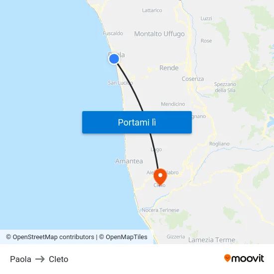 Paola to Cleto map