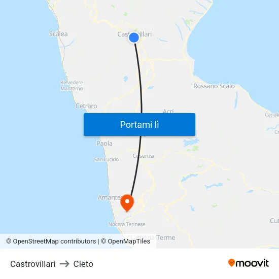 Castrovillari to Cleto map