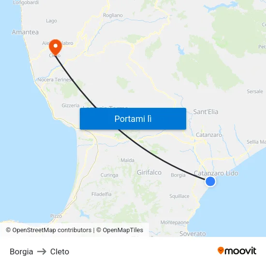 Borgia to Cleto map