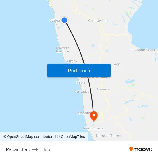 Papasidero to Cleto map