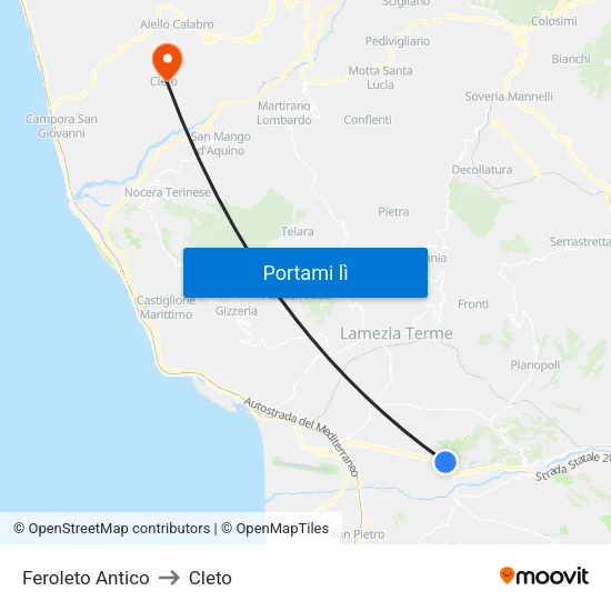 Feroleto Antico to Cleto map