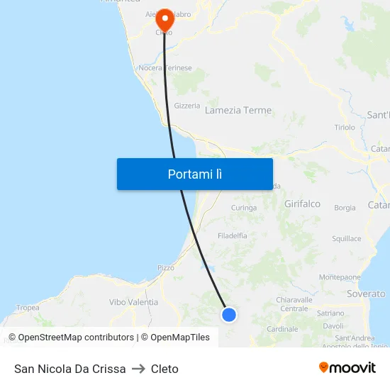 San Nicola Da Crissa to Cleto map