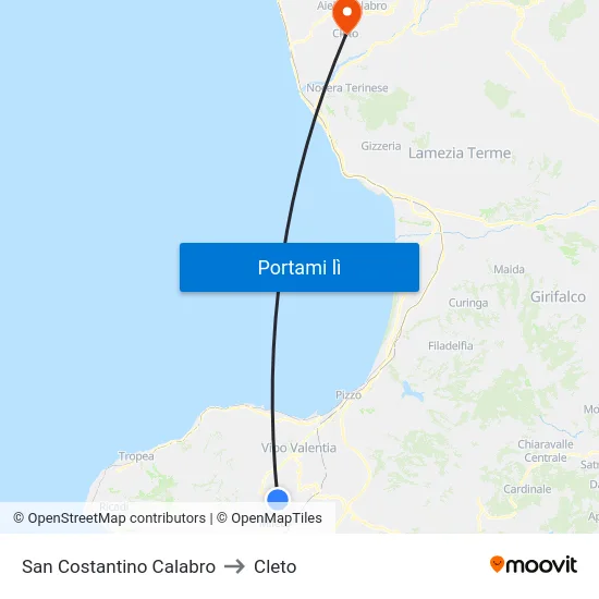 San Costantino Calabro to Cleto map