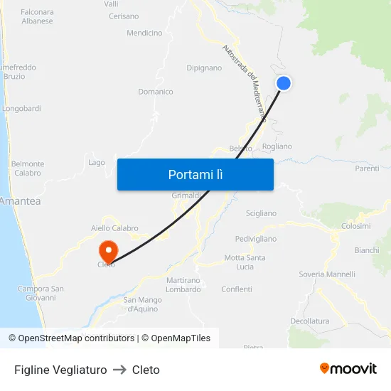 Figline Vegliaturo to Cleto map