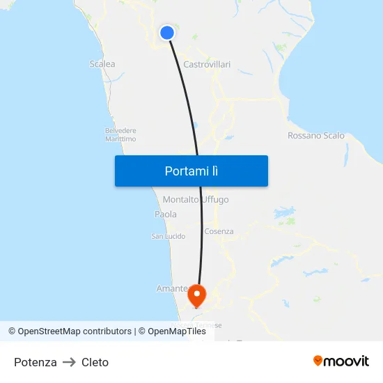 Potenza to Cleto map