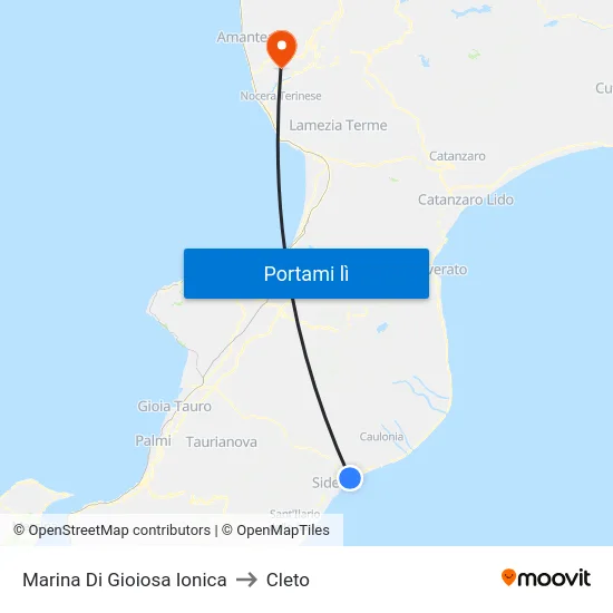 Marina Di Gioiosa Ionica to Cleto map