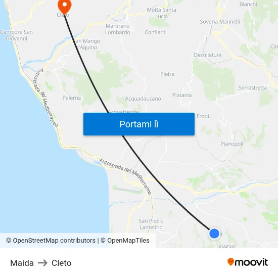 Maida to Cleto map
