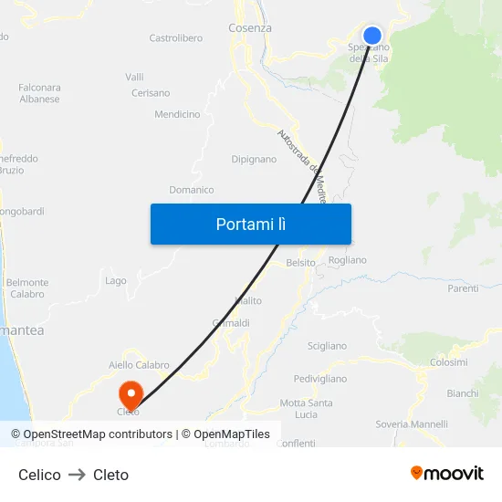 Celico to Cleto map