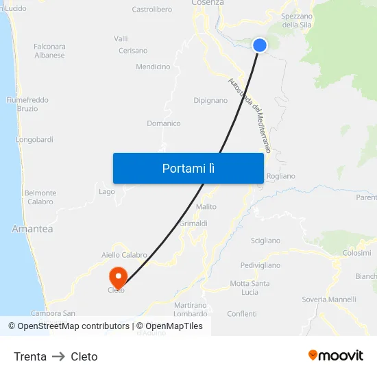 Trenta to Cleto map