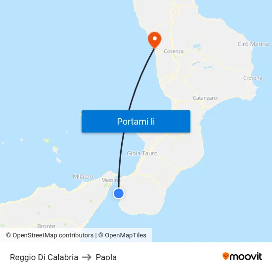 Reggio Di Calabria to Paola map