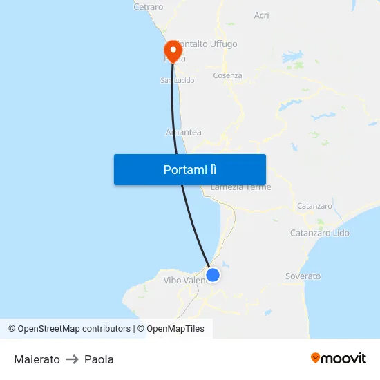 Maierato to Paola map