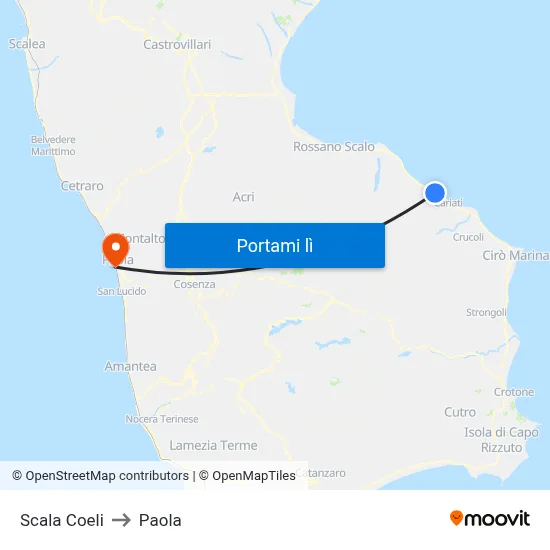 Scala Coeli to Paola map
