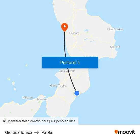 Gioiosa Ionica to Paola map