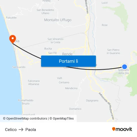 Celico to Paola map