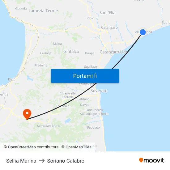 Sellia Marina to Soriano Calabro map