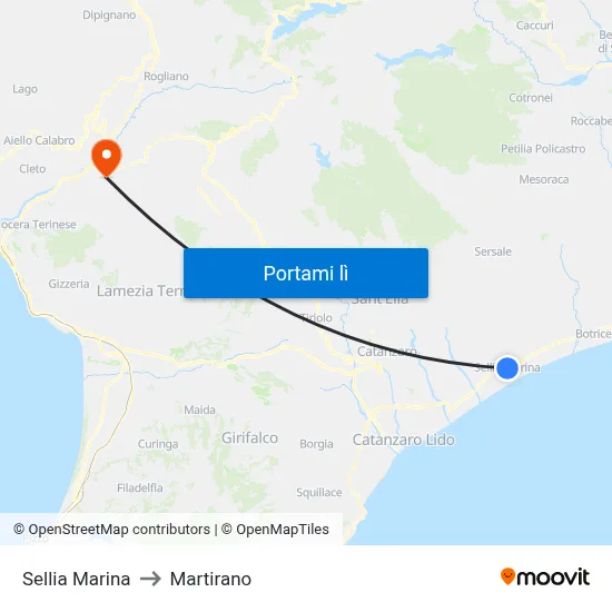Sellia Marina to Martirano map