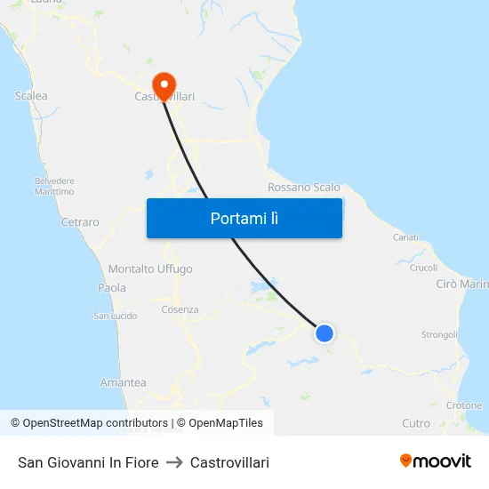 San Giovanni In Fiore to Castrovillari map