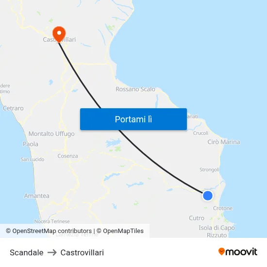 Scandale to Castrovillari map