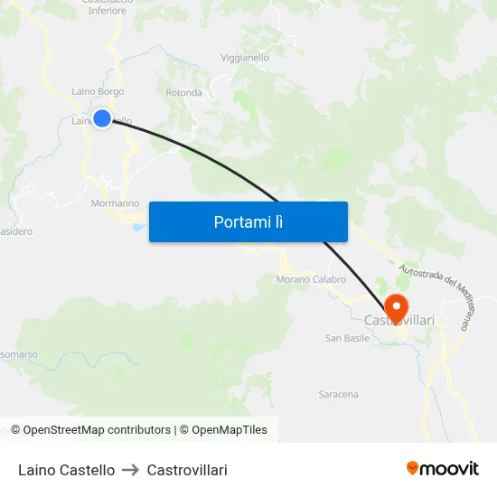 Laino Castello to Castrovillari map