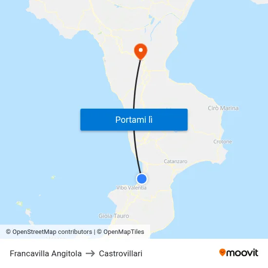 Francavilla Angitola to Castrovillari map
