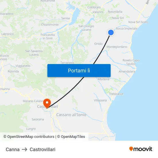 Canna to Castrovillari map
