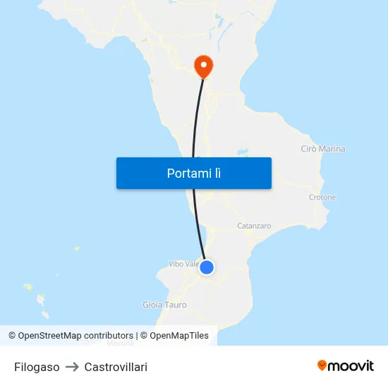 Filogaso to Castrovillari map