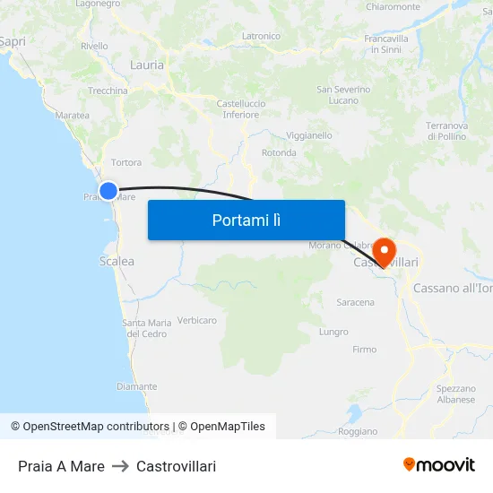 Praia A Mare to Castrovillari map