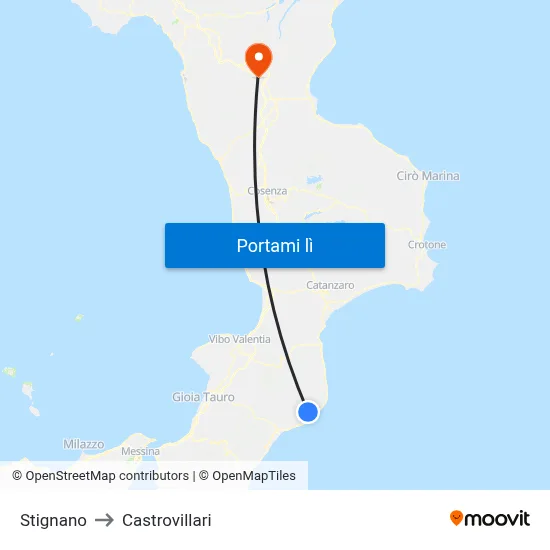 Stignano to Castrovillari map