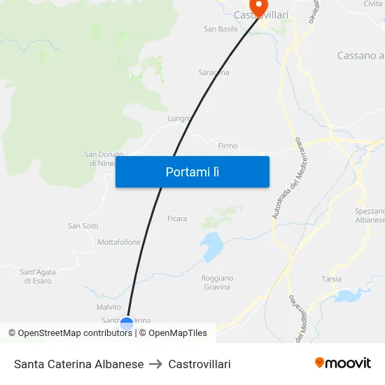 Santa Caterina Albanese to Castrovillari map