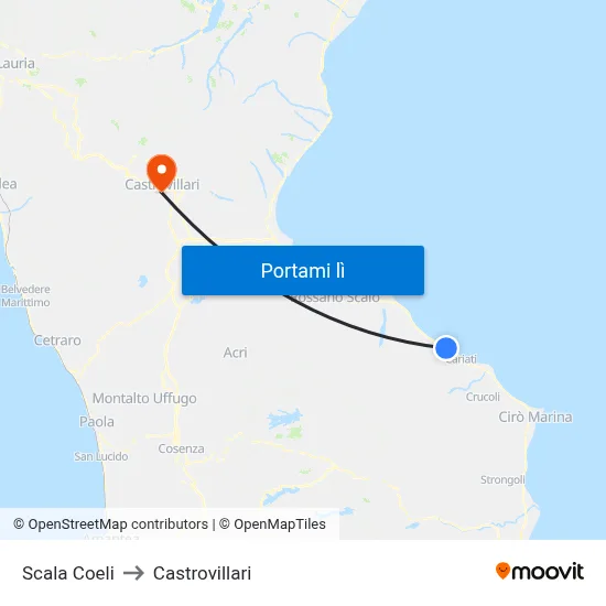 Scala Coeli to Castrovillari map