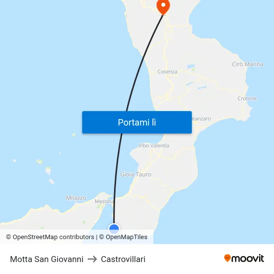 Motta San Giovanni to Castrovillari map