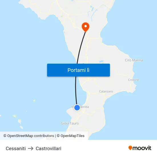 Cessaniti to Castrovillari map