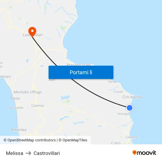 Melissa to Castrovillari map