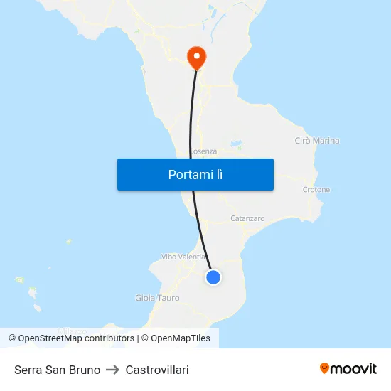 Serra San Bruno to Castrovillari map