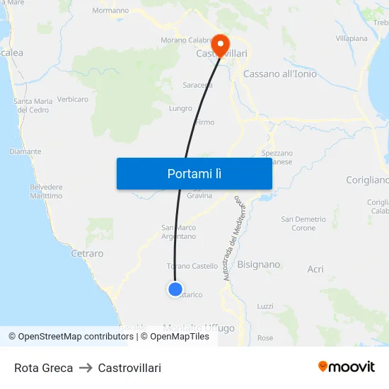 Rota Greca to Castrovillari map