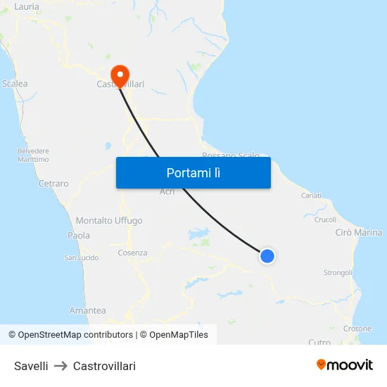 Savelli to Castrovillari map