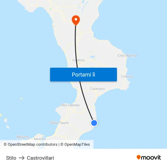 Stilo to Castrovillari map
