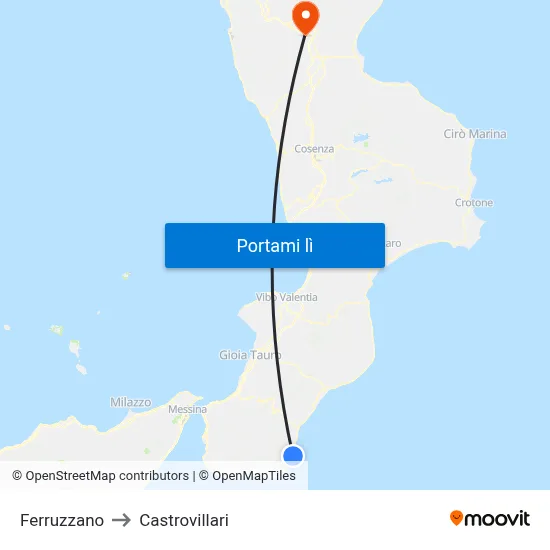 Ferruzzano to Castrovillari map