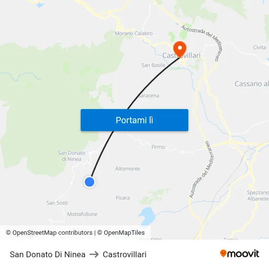 San Donato Di Ninea to Castrovillari map