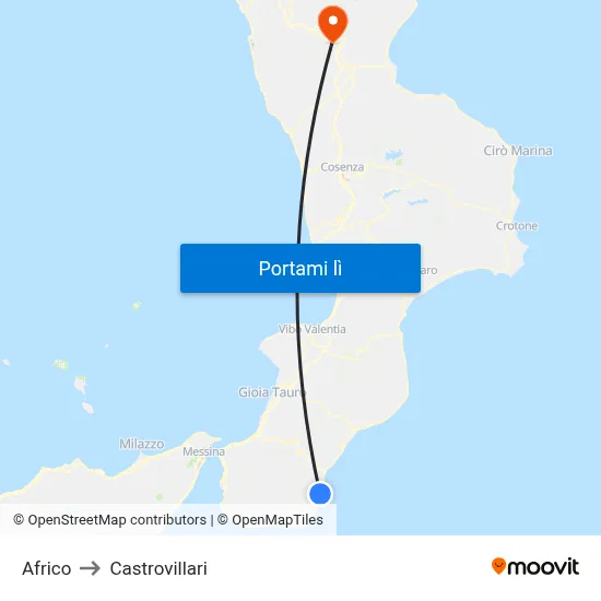 Africo to Castrovillari map