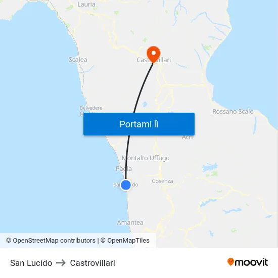 San Lucido to Castrovillari map