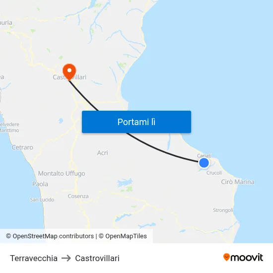Terravecchia to Castrovillari map