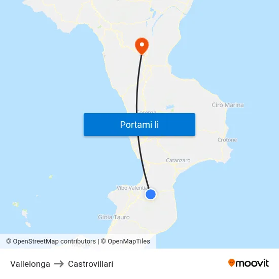 Vallelonga to Castrovillari map