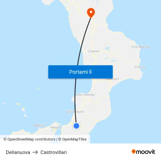 Delianuova to Castrovillari map