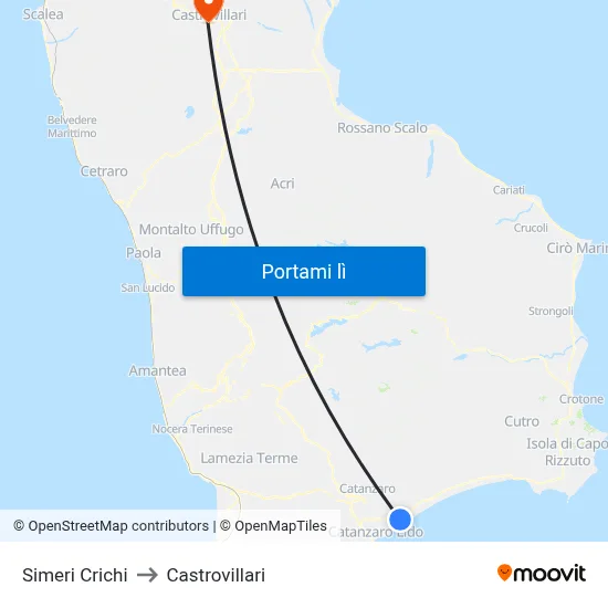 Simeri Crichi to Castrovillari map