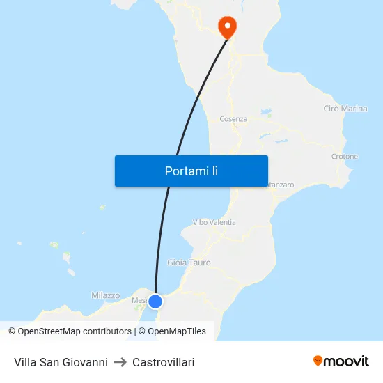 Villa San Giovanni to Castrovillari map
