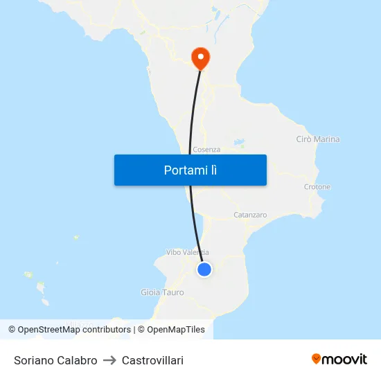 Soriano Calabro to Castrovillari map
