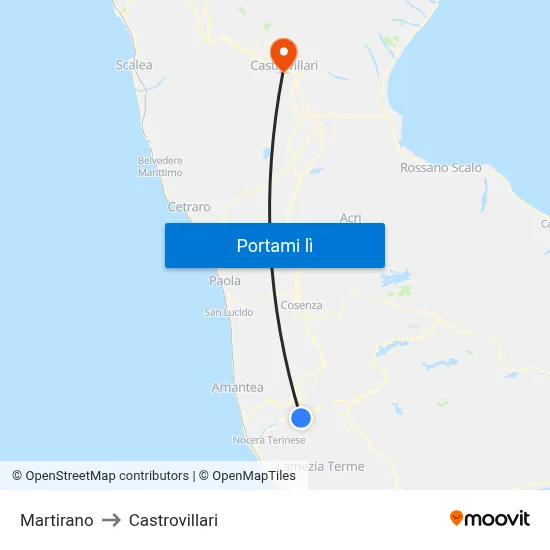 Martirano to Castrovillari map